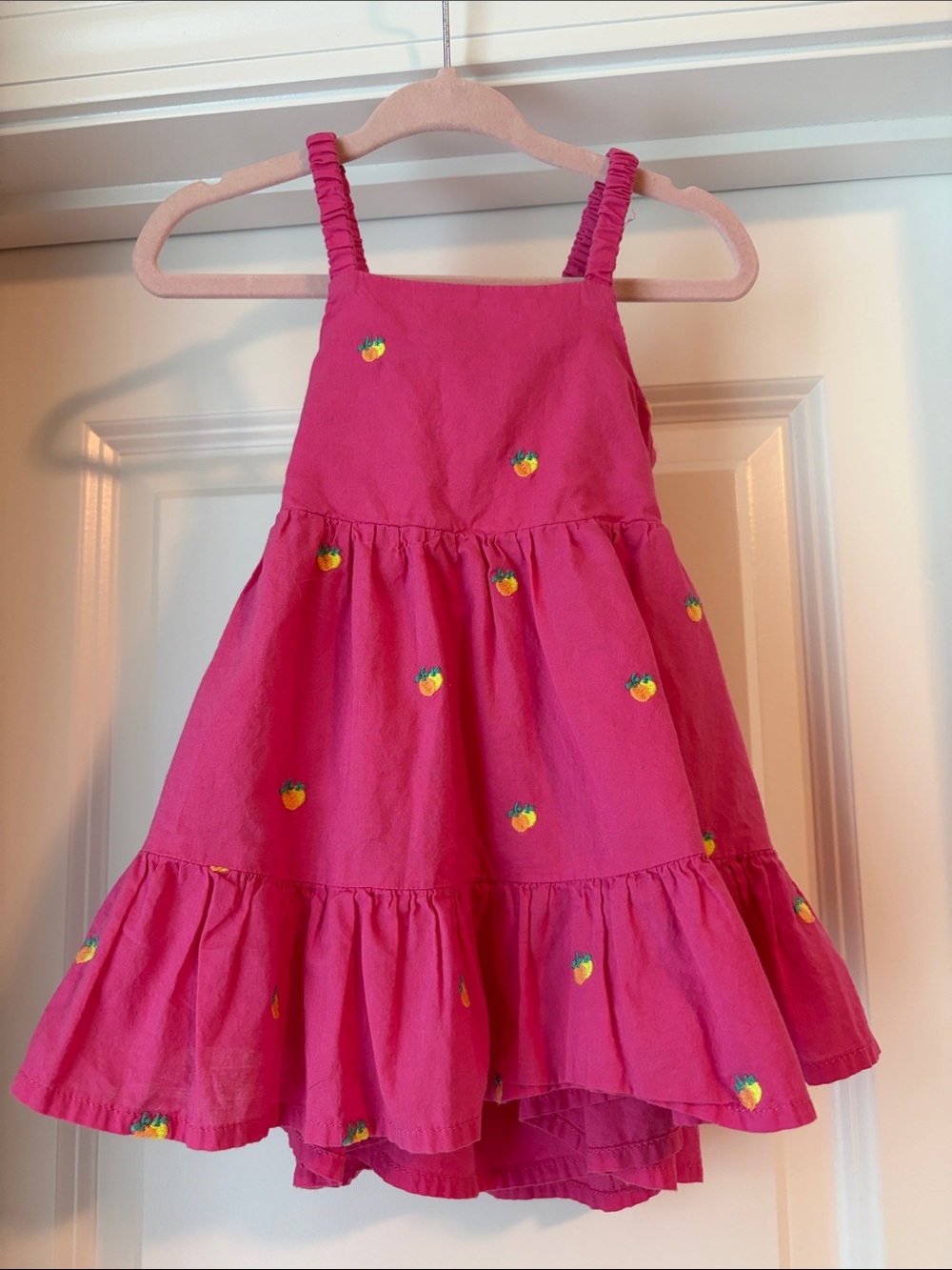 Baby GAP Pink Lemon and Orange Embroidered Summer Dress 6-12 mos